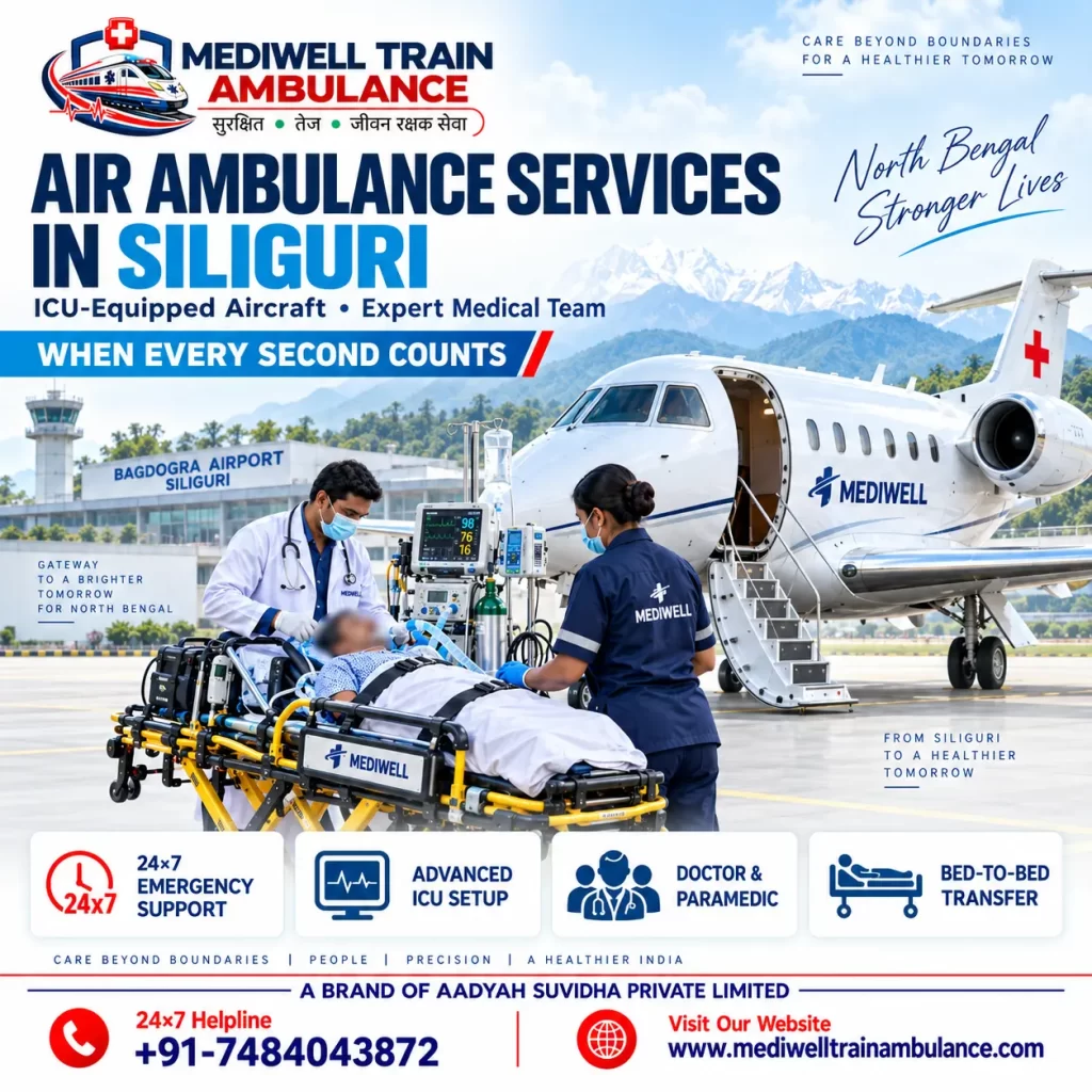 Mediwell ICU Air Ambulance Service in Siliguri from Bagdogra Airport