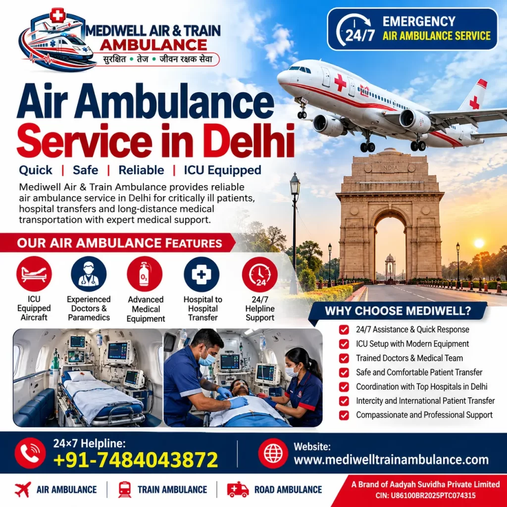 Air Ambulance Service in Delhi by Mediwell