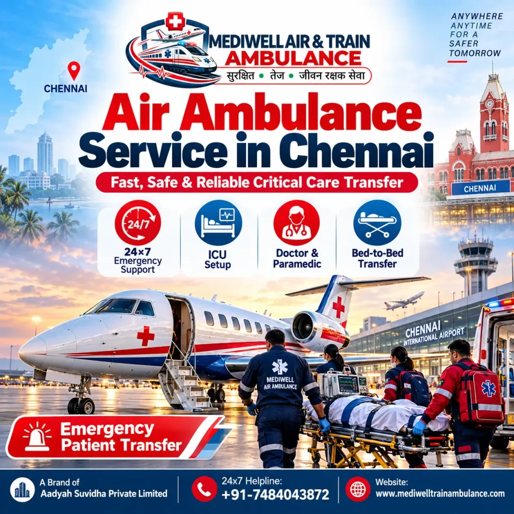 Mediwell Air Ambulance Service in Chennai for ICU Patient Transfer